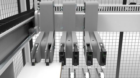 Pinzas de piezas de trabajo sobre cojinete flotante Los tensores de piezas de trabajo apoyados de forma flotante compensan irregularidades en los tableros/paquetes.