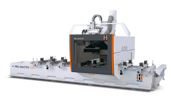Centro de mecanizado CNC de 3 o 4 ejes de HOLZHER, también hace posible el mecanizado de madera maciza y materiales especiales Centro de mecanizado CNC de 3 o 4 ejes para el mecanizado de la madera: diseño sólido, flexibilidad máxima